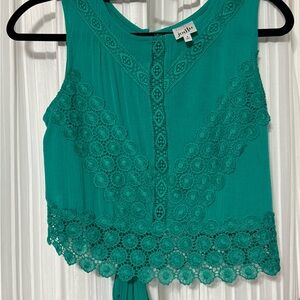 Belle Du Jour Teal Lace Blouse